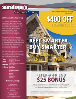 $400 OFF - Saratoga`s Community Federal Credit Union