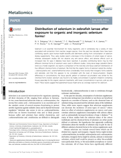 Distribution of selenium in zebrafish larvae after exposure to organic