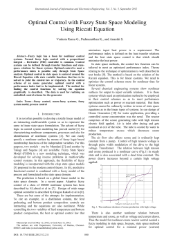 Optimal Control with Fuzzy State Space Modeling Using