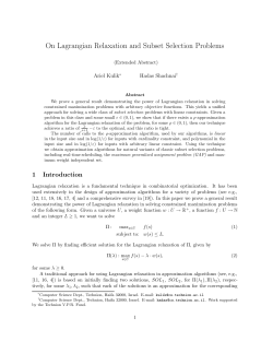 On Lagrangian Relaxation and Subset Selection Problems