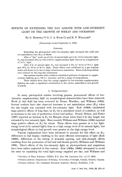 EFFECTS OF EXTENDING THE DAY LENGTH WITH LOW