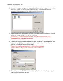 Review for Word Processing Test Create a new document using