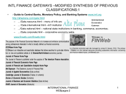 intl finance gateways &ndash;modified synthesis of previous classifications