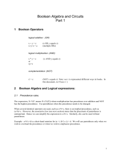 Boolean Algebra and Circuits Part 1