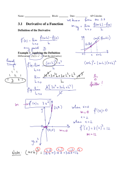 Sec 3.1 Derivative of a Function