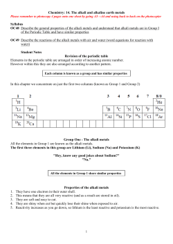 14. The alkali and alkaline earth metals