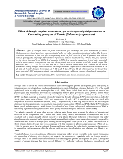 Effect of drought on plant water status, gas exchange and