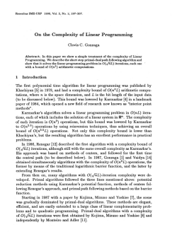 On the Complexity of Linear Programming