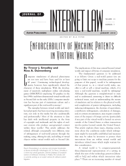 Enforceability of Machine Patents in Virtual Worlds. Journal of