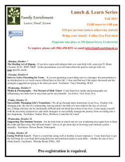 Fall 2013 - Family Enrichment and Counselling Service