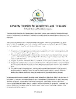 Certainty Programs for Landowners and Producers