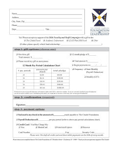 One-time gift Total amount: $ Please record my gift as anonymous