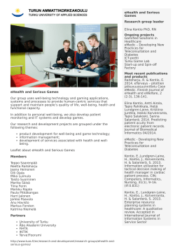 eHealth and Serious Games Our group uses well