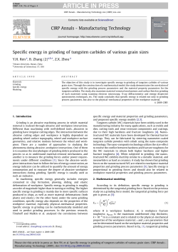 Specific energy in grinding of tungsten carbides of various grain sizes