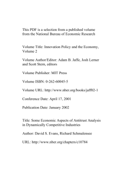 Some Economic Aspects of Antitrust Analysis in Dynamically