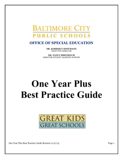 One Year Plus - Baltimore City Public Schools