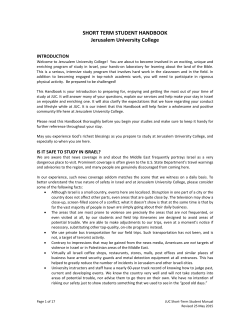 SHORT TERM STUDENT HANDBOOK Jerusalem University College