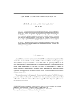 EQUILIBRIUM CONSTRAINED OPTIMIZATION PROBLEMS S. ˙I. B