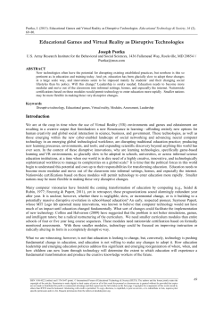 Educational Games and Virtual Reality as Disruptive Technologies