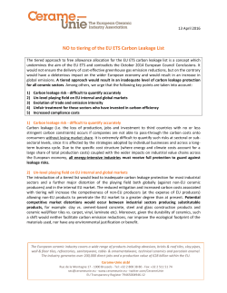 NO to tiering of the EU ETS Carbon Leakage List