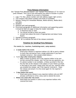 Press Release Information
