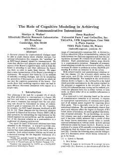 The Role of Cognitive Modeling in Communicative Intentions