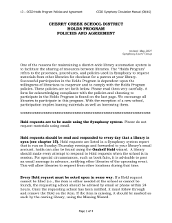 Holds Policies Agreement - Cherry Creek School District