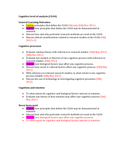 Cognitive level of analysis (CLOA) General Learning Outcomes