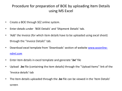 Item Details Upload through Excel Version 1.0