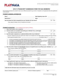 2012-13 TRANSCRIPT SUBMISSION FORM FOR NAIA MEMBERS
