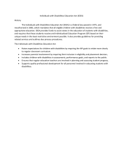 Individuals with Disabilities Education Act (IDEA) History The