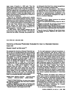 HemoCue p-Glucose Photometer Evaluated for Use in a Neonatal