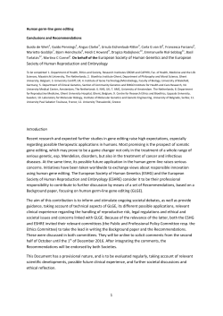 Tarlatzis12, Martina C Cornel5. On behalf of the European Society of