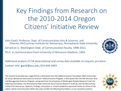 Lessons from the 2010-2014 Oregon Citizens* Initiative Review