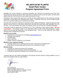 Small Plant Vendor Program Agreement Form