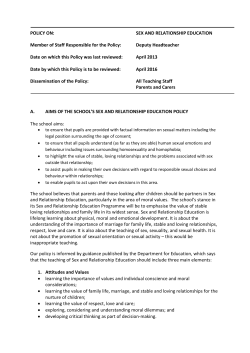 Sex and Relationship Education Policy