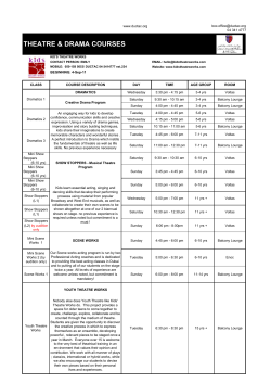 Theatre Class Schedule update 14-Sept-11