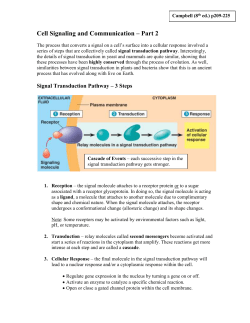 Cell Signaling and Communication * Part 2