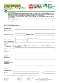 Food Hygiene Rating Scheme: Appeal form