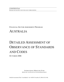 Australia - Detailed Assessment of Observance of Standards