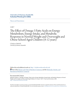 The Effect of Omega-3 Fatty Acids on Energy Metabolism, Energy