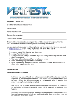exhibitors checklist and declaration form - Vegfest London