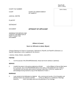 Affidavit of Applicant