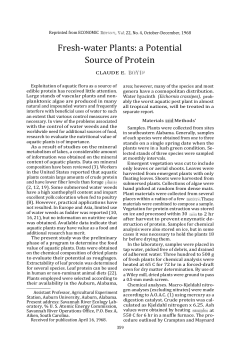 Fresh-water Plants: a Potential Source of Protein