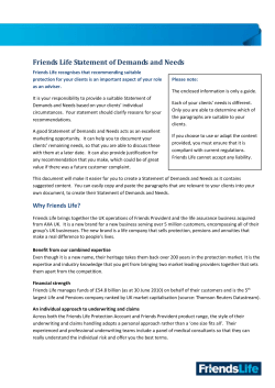 Friends Life Statement of Demands and Needs