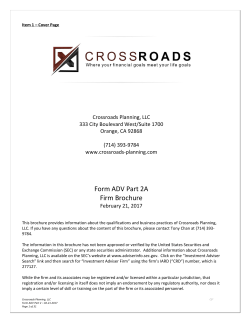 Form ADV Part 2A Firm Brochure - Crossroads