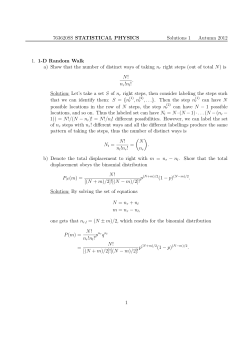 763620SS STATISTICAL PHYSICS Solutions 1 Autumn