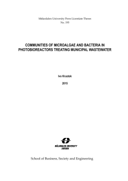 COMMUNITIES OF MICROALGAE AND BACTERIA IN