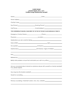 CLIENT INTAKE Jeannie Ingram, M.A., L.P.C. Certified Imago