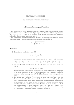 1. Distances between payoff matrices. Let A = (ai,j)1&le;i